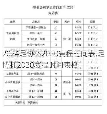 足协杯2020赛程时间表,足协杯2020赛程时间表格