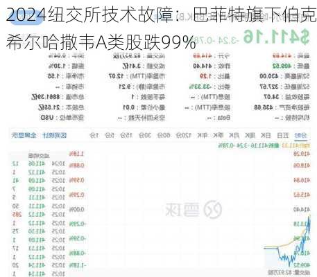 纽交所技术故障：巴菲特旗下伯克希尔哈撒韦A类股跌99%