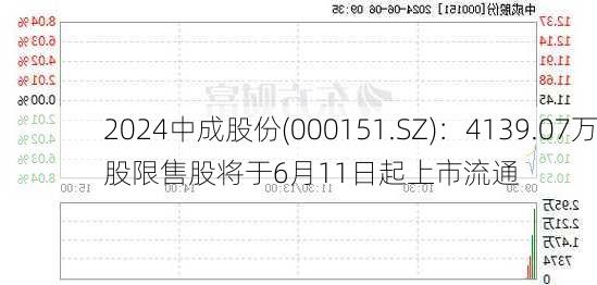 中成股份(000151.SZ)：4139.07万股限售股将于6月11日起上市流通