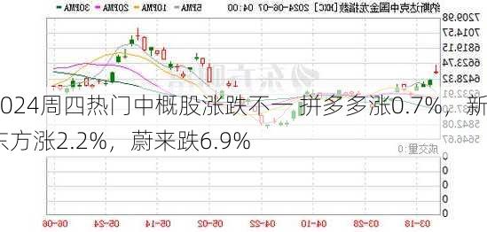 周四热门中概股涨跌不一 拼多多涨0.7%，新东方涨2.2%，蔚来跌6.9%