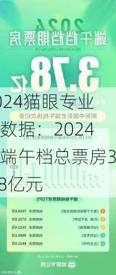 猫眼专业版数据：2024年端午档总票房3.78亿元