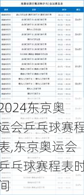 东京奥运会乒乓球赛程表,东京奥运会乒乓球赛程表时间