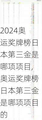 奥运奖牌榜日本第三金是哪项项目,奥运奖牌榜日本第三金是哪项项目的