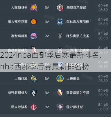 nba西部季后赛最新排名,nba西部季后赛最新排名榜