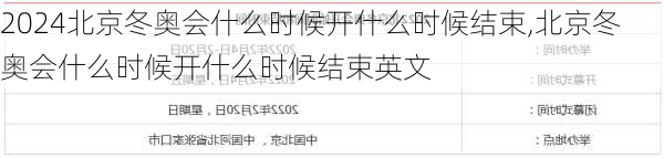 北京冬奥会什么时候开什么时候结束,北京冬奥会什么时候开什么时候结束英文