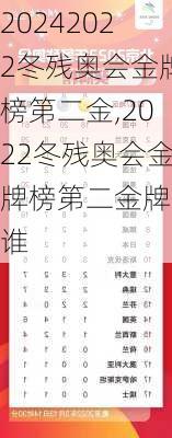 2022冬残奥会金牌榜第二金,2022冬残奥会金牌榜第二金牌是谁