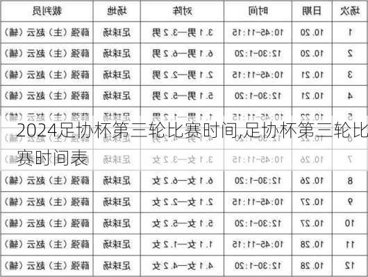 足协杯第三轮比赛时间,足协杯第三轮比赛时间表