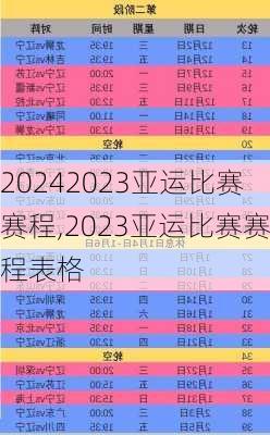 2023亚运比赛赛程,2023亚运比赛赛程表格