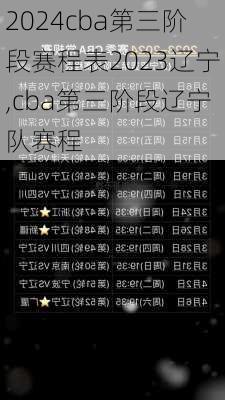 cba第三阶段赛程表2023辽宁,cba第三阶段辽宁队赛程