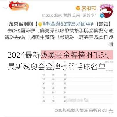 最新残奥会金牌榜羽毛球,最新残奥会金牌榜羽毛球名单