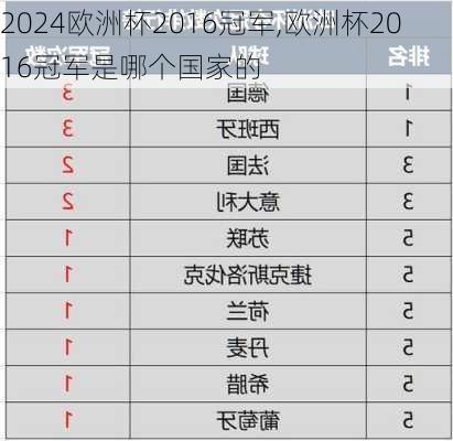 欧洲杯2016冠军,欧洲杯2016冠军是哪个国家的