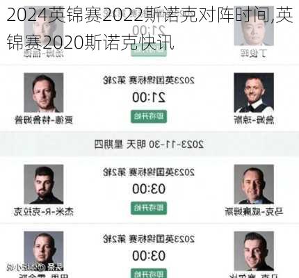 英锦赛2022斯诺克对阵时间,英锦赛2020斯诺克快讯