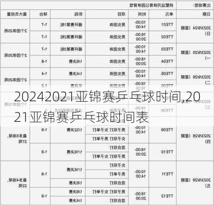 2021亚锦赛乒乓球时间,2021亚锦赛乒乓球时间表