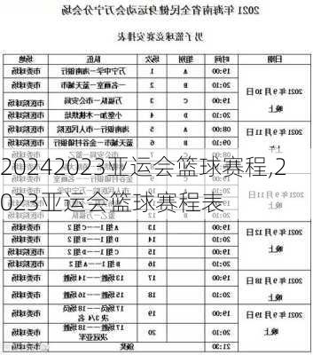 2023亚运会篮球赛程,2023亚运会篮球赛程表