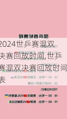 世乒赛混双决赛回放时间,世乒赛混双决赛回放时间表