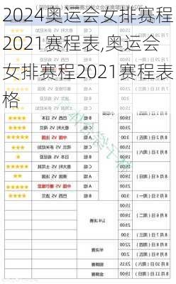 奥运会女排赛程2021赛程表,奥运会女排赛程2021赛程表格