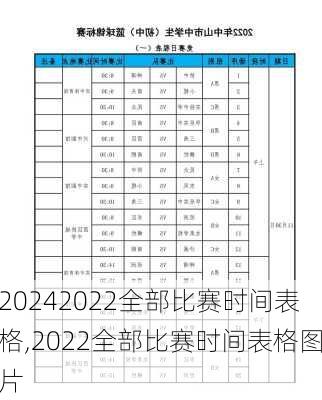 2022全部比赛时间表格,2022全部比赛时间表格图片