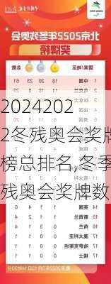 2022冬残奥会奖牌榜总排名,冬季残奥会奖牌数