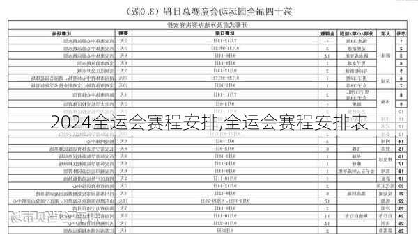 全运会赛程安排,全运会赛程安排表