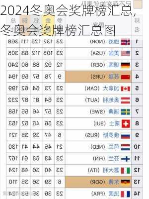 冬奥会奖牌榜汇总,冬奥会奖牌榜汇总图