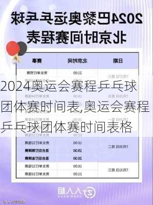 奥运会赛程乒乓球团体赛时间表,奥运会赛程乒乓球团体赛时间表格