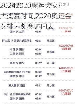 2020奥运会女排大奖赛时间,2020奥运会女排大奖赛时间表