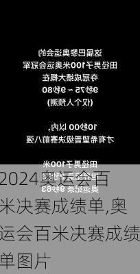 奥运会百米决赛成绩单,奥运会百米决赛成绩单图片