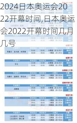 日本奥运会2022开幕时间,日本奥运会2022开幕时间几月几号