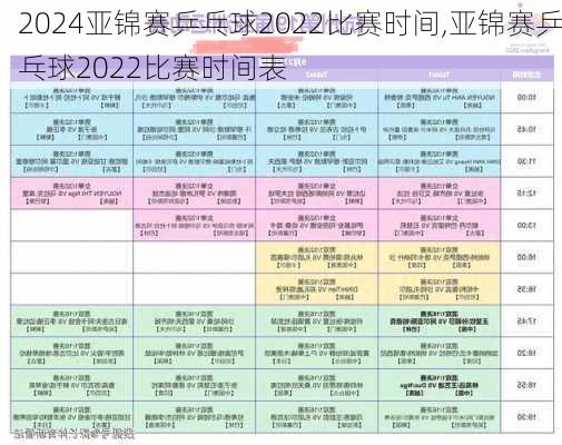 亚锦赛乒乓球2022比赛时间,亚锦赛乒乓球2022比赛时间表