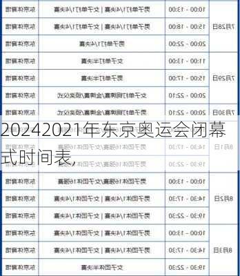 2021年东京奥运会闭幕式时间表,