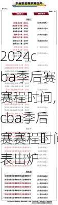 cba季后赛赛程时间,cba季后赛赛程时间表出炉