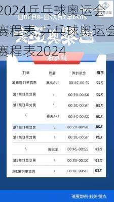 乒乓球奥运会赛程表,乒乓球奥运会赛程表2024