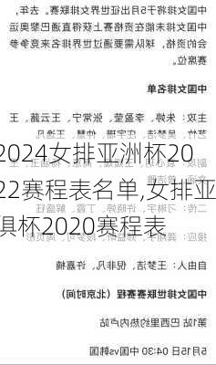 女排亚洲杯2022赛程表名单,女排亚俱杯2020赛程表