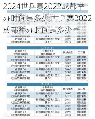 世乒赛2022成都举办时间是多少,世乒赛2022成都举办时间是多少号