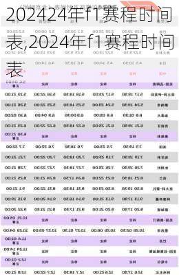 24年f1赛程时间表,2024年f1赛程时间表