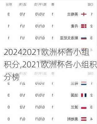 2021欧洲杯各小组积分,2021欧洲杯各小组积分榜