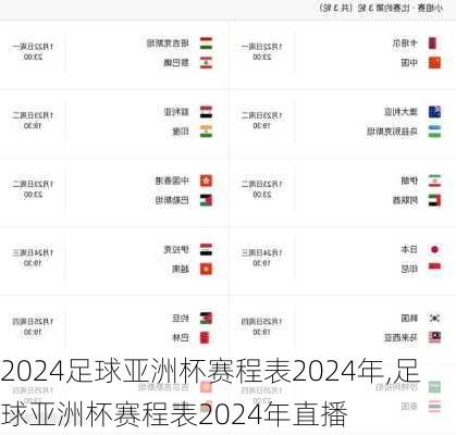 足球亚洲杯赛程表2024年,足球亚洲杯赛程表2024年直播