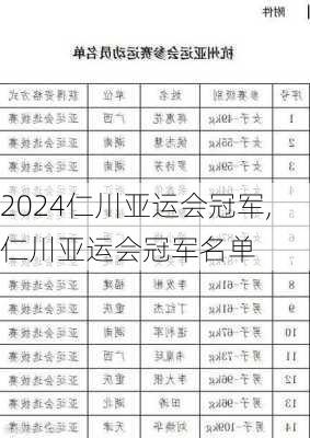 仁川亚运会冠军,仁川亚运会冠军名单