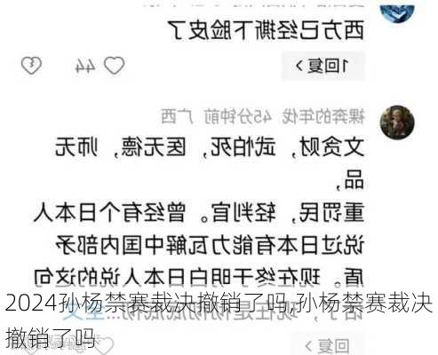 孙杨禁赛裁决撤销了吗,孙杨禁赛裁决撤销了吗