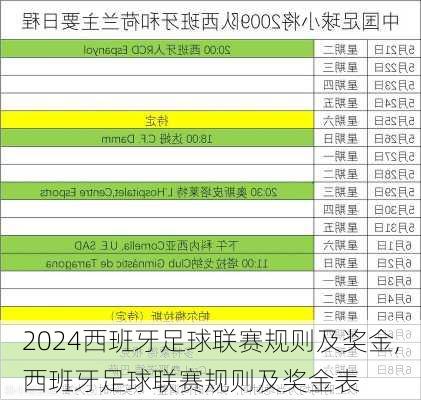 西班牙足球联赛规则及奖金,西班牙足球联赛规则及奖金表