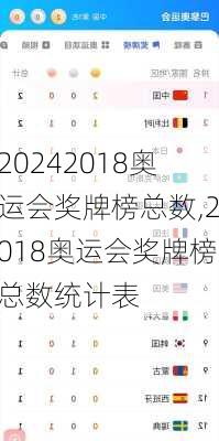 2018奥运会奖牌榜总数,2018奥运会奖牌榜总数统计表