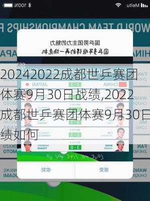 2022成都世乒赛团体赛9月30日战绩,2022成都世乒赛团体赛9月30日战绩如何