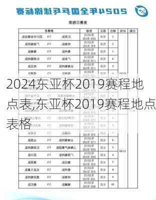 东亚杯2019赛程地点表,东亚杯2019赛程地点表格