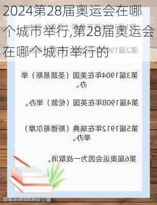 第28届奥运会在哪个城市举行,第28届奥运会在哪个城市举行的