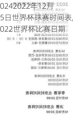 2022年12月25日世界杯球赛时间表,2022世界杯比赛日期